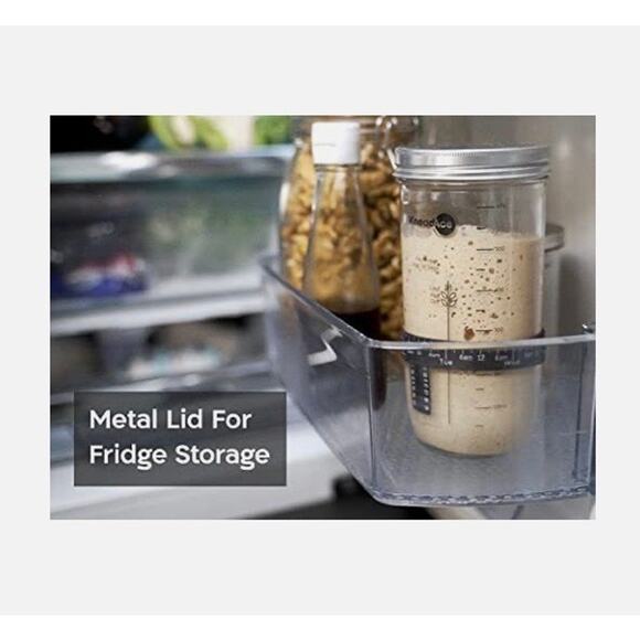 KneadAce Sourdough Starter Jar With Date Marked Feeding Band, Thermometer, NWT - Picture 7 of 14